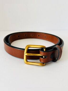 Sid Mashburn Brown Leather Belt English Bridle Brass Buckle Equestrian Size 28